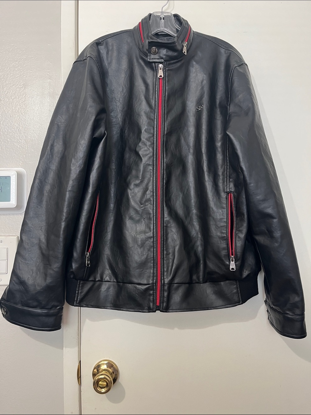 Bomber Jacket Leather Black Superlative Fashion Italian Motorcycle Jacket Sz XL
